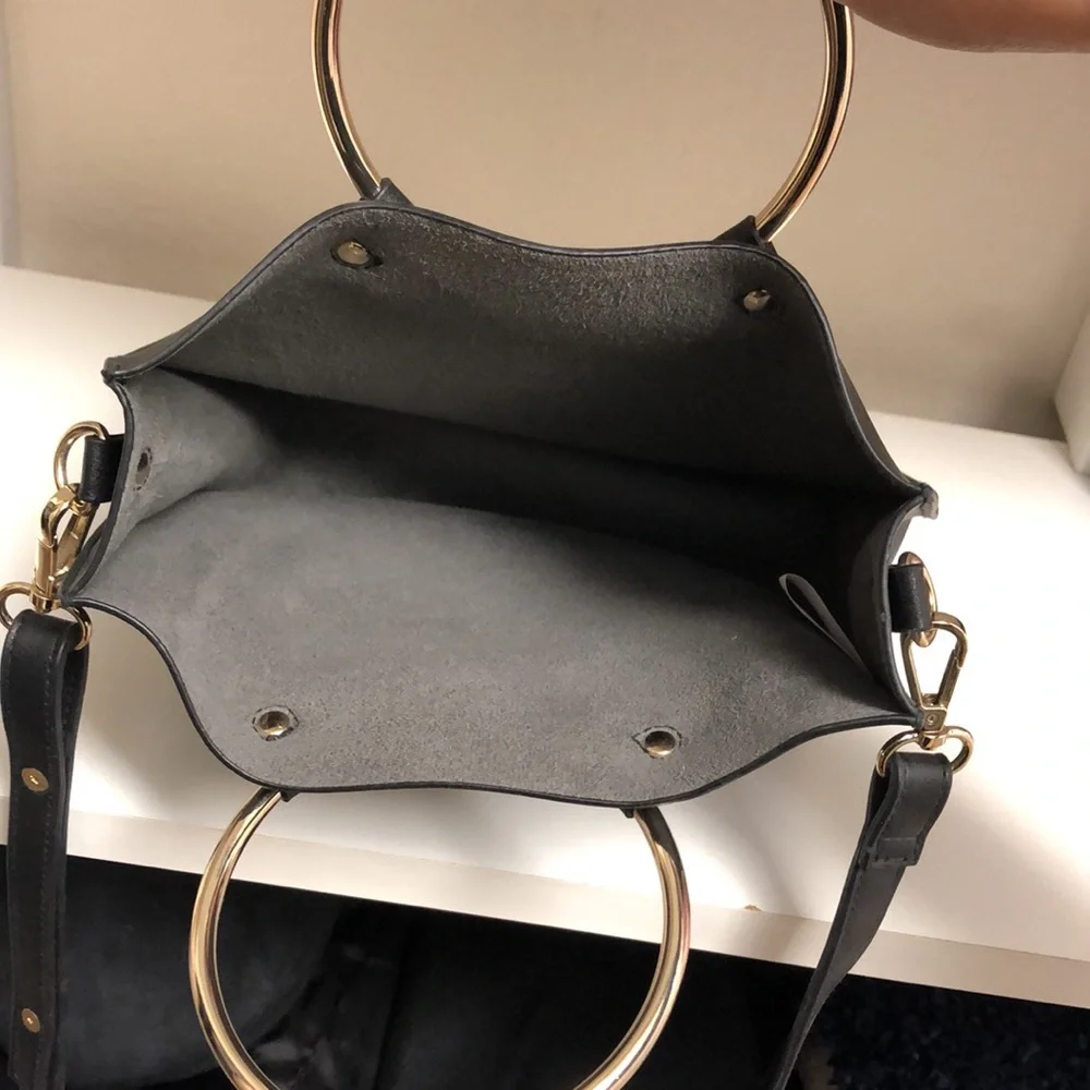 ❗CLEARANCE❗ Black Ring Handle Crossbody Bag Metal Top Handle